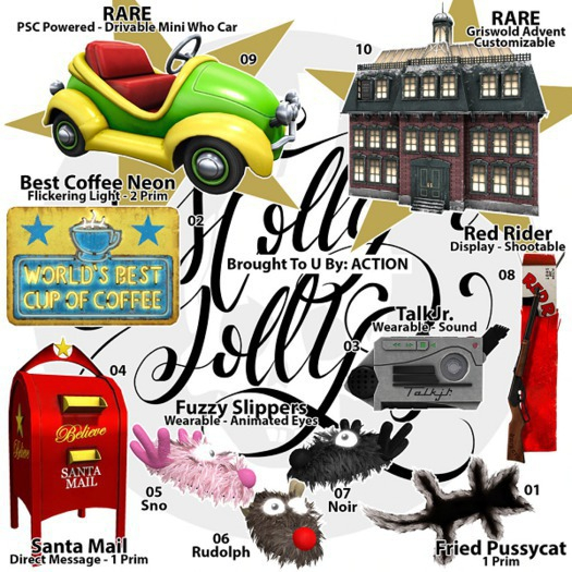 06 Action Holly Jolly - Fuzzy Slippers RUDOLPH