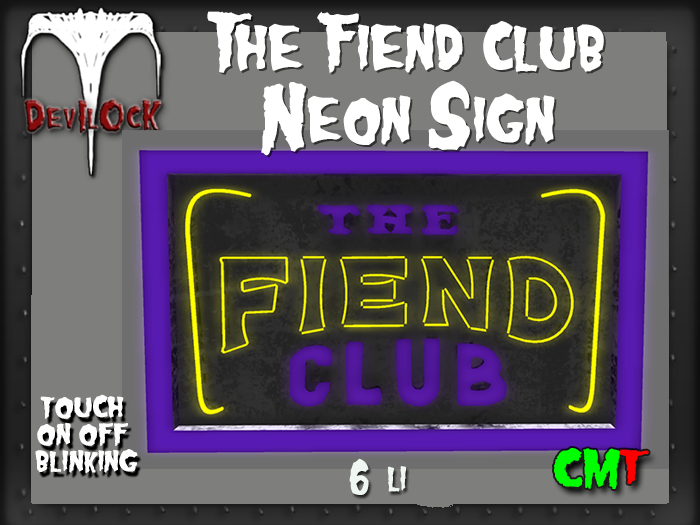 DEVILOCK - The Fiend Club Neon (Touch on/off)  (ADD TO UNPACK)