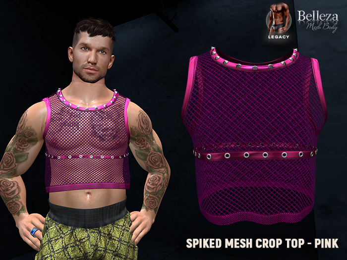 [SEVENELEVEN] Spiked Mesh Crop Top - Pink
