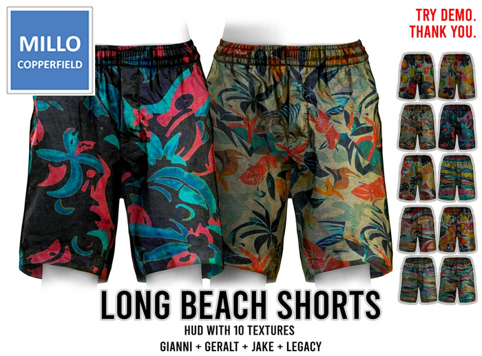 Millo Copperfield - Long Beach Shorts with HUD (10 Textures), Copy