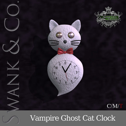 Swank & Co. Vampire Ghost Cat Clock 