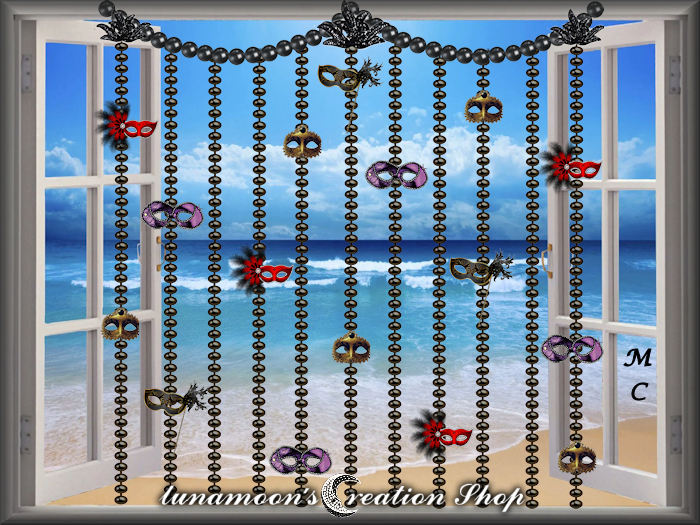 Gothic Masks Black Pearl Beaded Curtain