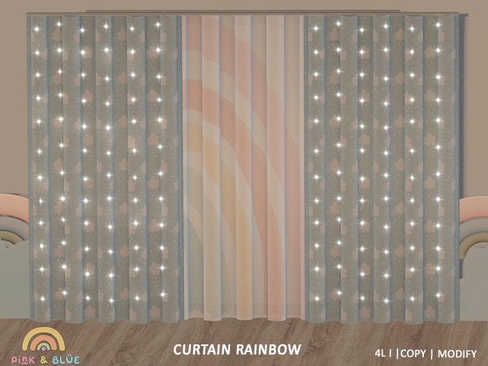 (Pink & Blue) Curtain Rainbow