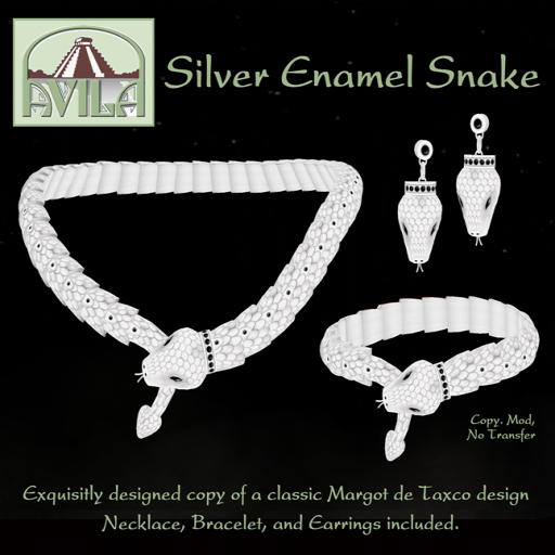 MA - Silver Enamel Snake Set - Silver