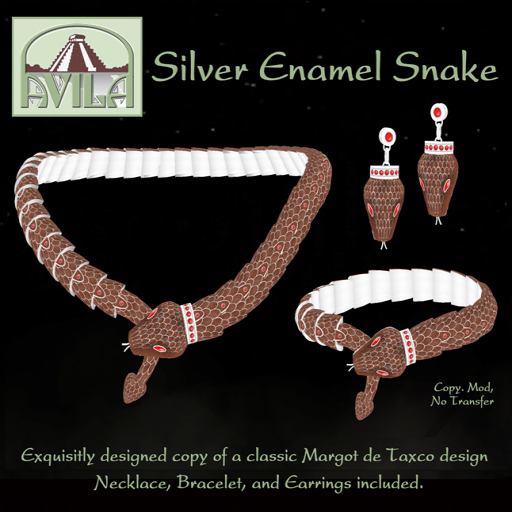MA - Silver Enamel Snake Set - Brown