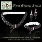 MA - Silver Enamel Snake Set - Black