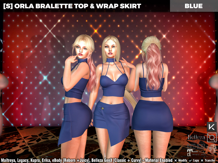 [S] Orla Bralette Top & Wrap Skirt Blue