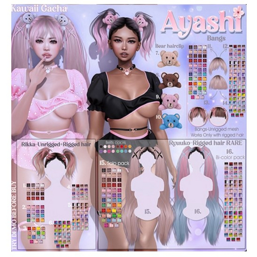16. Ayashi Ryuuko hair-Bi-color pack-RARE