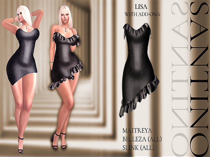 Santino Design-Frilly Dress + ADDON's-Black