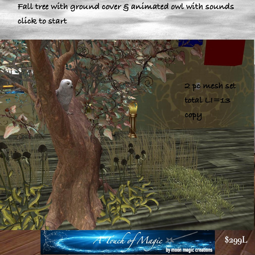 ***Fall Tree with groundcover & animated owl=Box LI=13