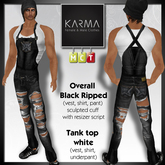 Karma - Male Overall Black ripped, Tank top white