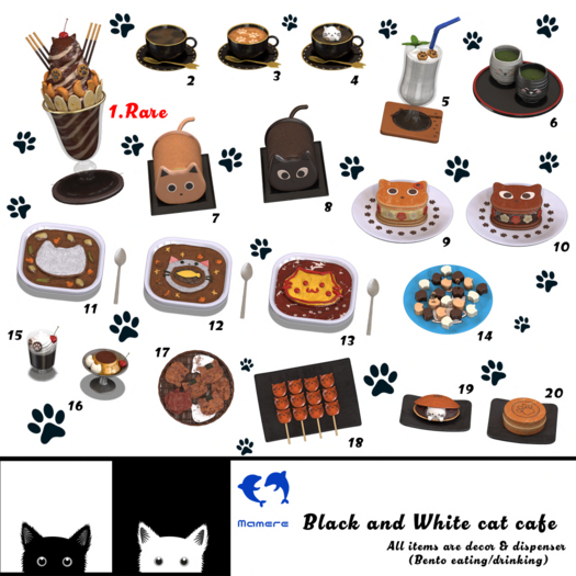 01.[Mamere] Black and white cat cafe RARE
