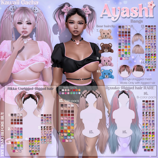 15. Ayashi Ryuuko hair-Solo pack-RARE