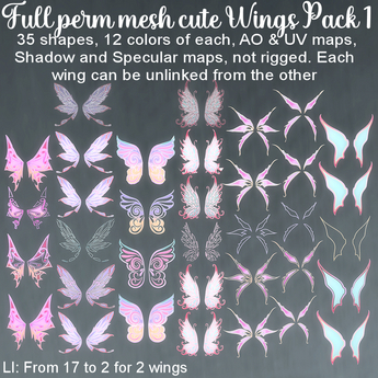 Second Life Marketplace - * Full Perm Mesh * Cute Wings pack 1