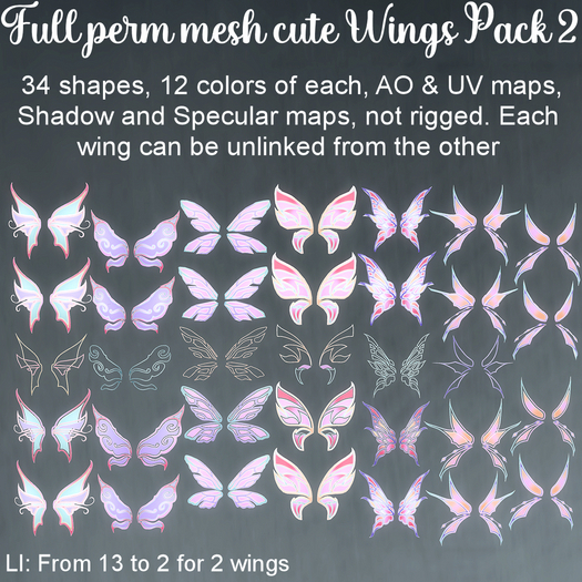 Second Life Marketplace - * Full Perm Mesh * Cute Wings pack 2