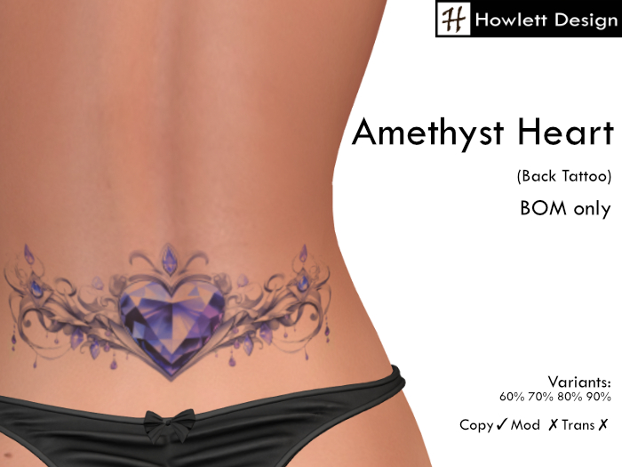 [HDesign] Amethyst Heart (Back Tattoo)