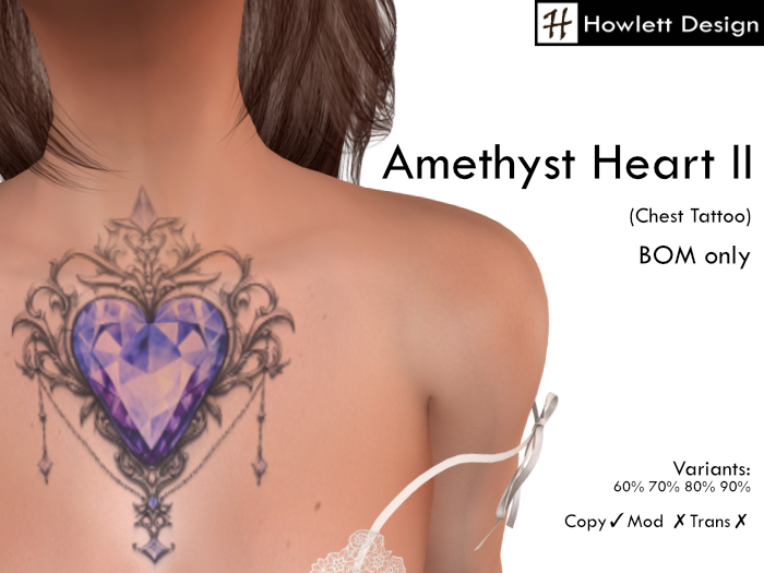 [HDesign] Amethyst Heart II (Chest Tattoo)
