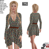 DITSY FLARED DRESS WITH BELT,MESH BODY