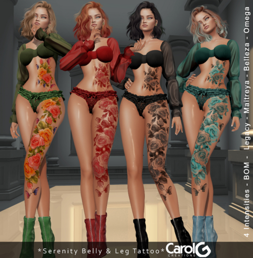 [CAROLG] Serenity Belly and Leg Tattoo - Fatpack 4 Colors