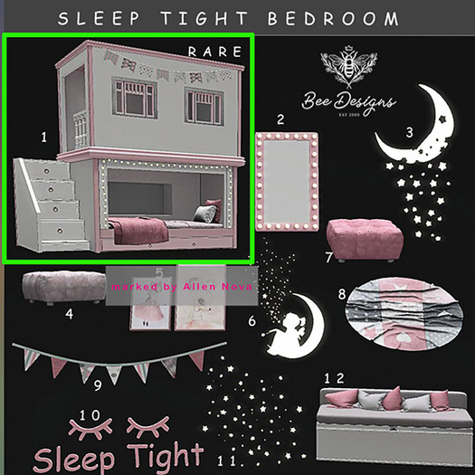 01 Bee Designs Sleep Tight Bedroom RARE