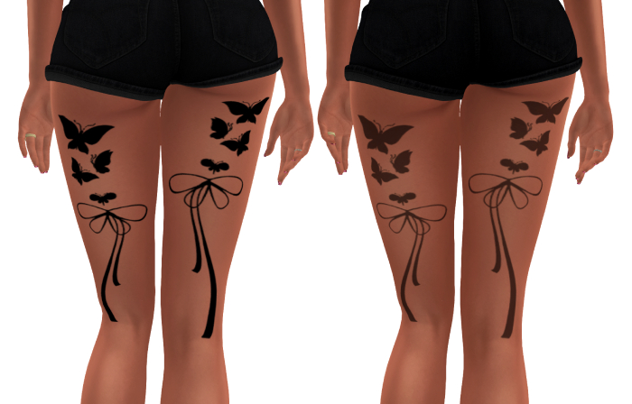 Butterflies & Bows Leg Tattoo