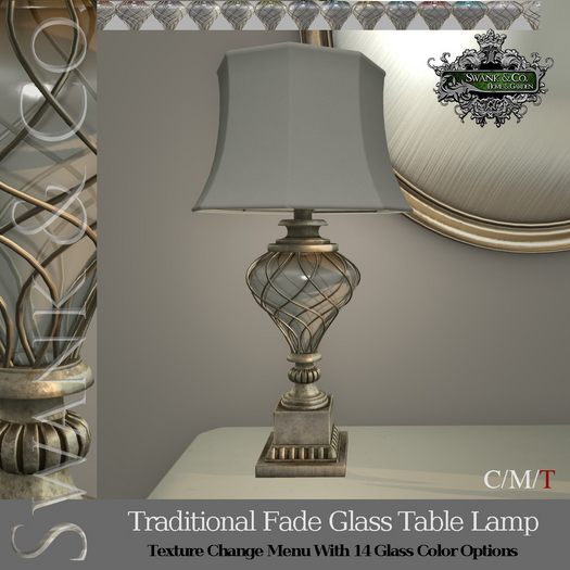 Swank & Co. Traditional Fade Glass Table Lamp 