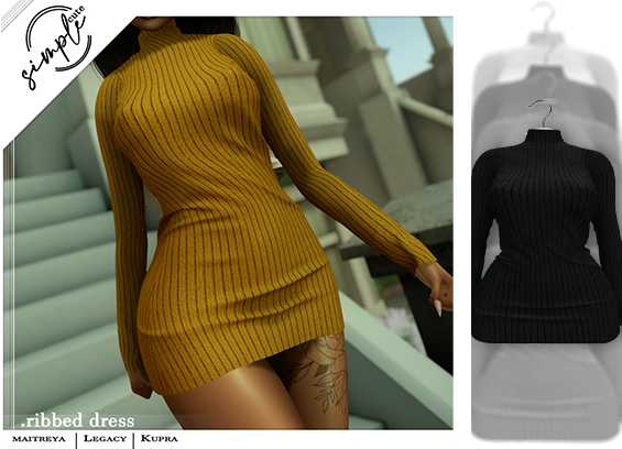 [simpleCUTE] Ribbed Dress -Coal
