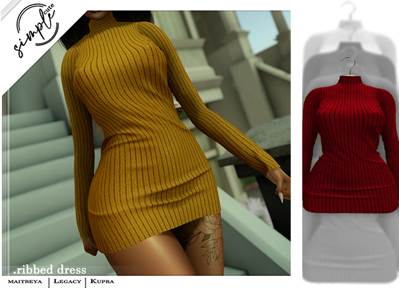 [simpleCUTE] Ribbed Dress -Crimson