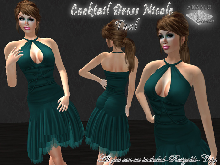 Cocktail Dress Nicole - Teal * SPECIAL PRICE New Dedalo Creations Promo * 