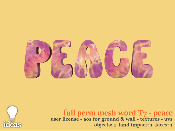 ideas - full perm mesh word T7 - peace
