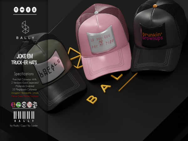 'BALLY' Joke'Em Truck-er Hats Megapack