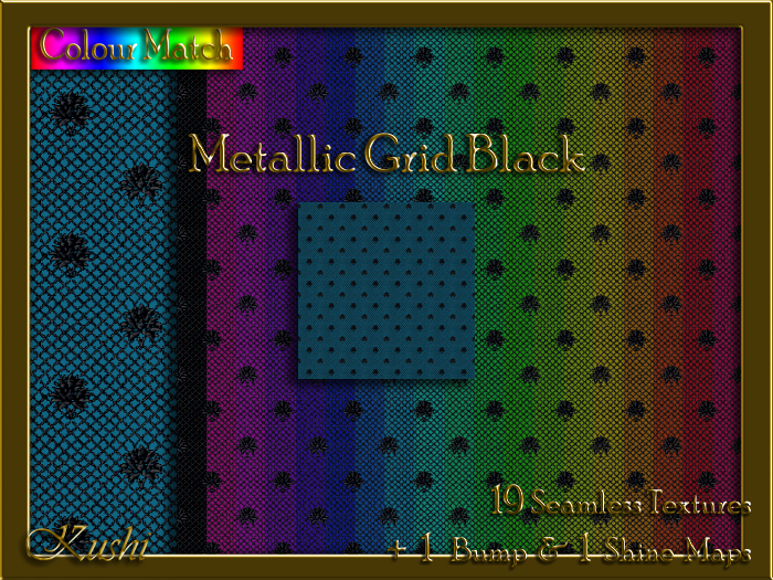 Metallic Grid Black Seamless Texture Pack