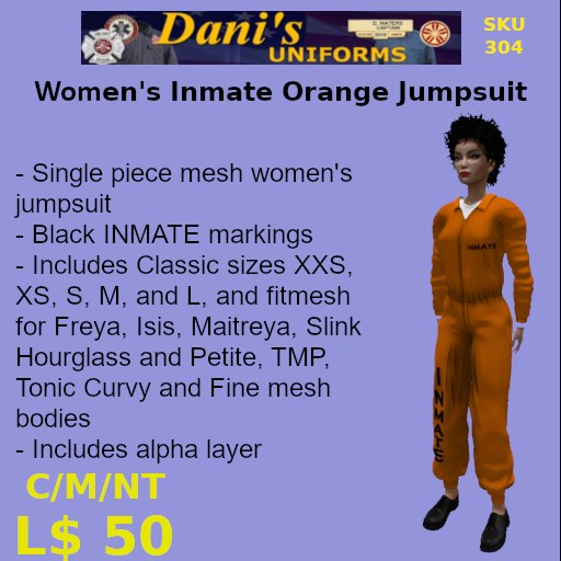 Women's Inmate Orange Jumpsuit