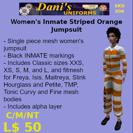 Women's Striped Inmate Orange Jumpsuit