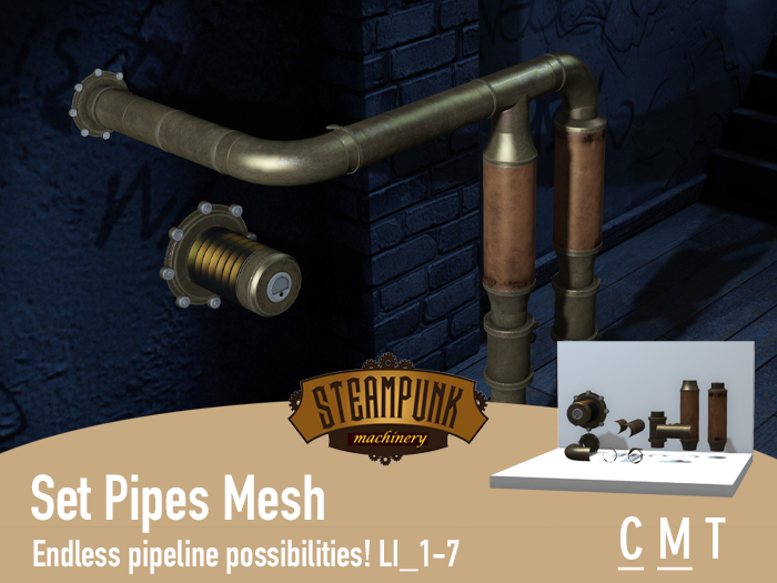 Steampunk Machinery - Set Pipes Mesh