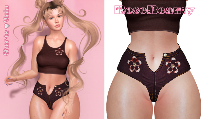 RoseBeauty - Shorts  - Viola / Chocolate