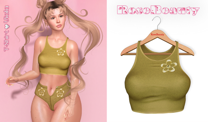 RoseBeauty - T-Shirt - Viola / Mustard