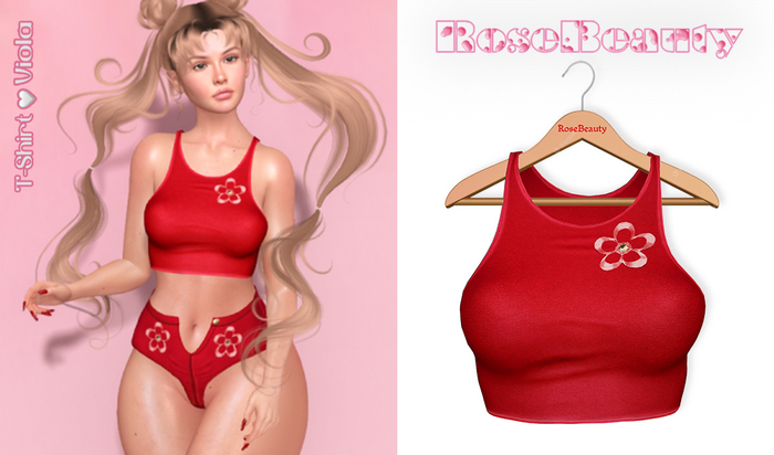 RoseBeauty - T-Shirt - Viola / Red