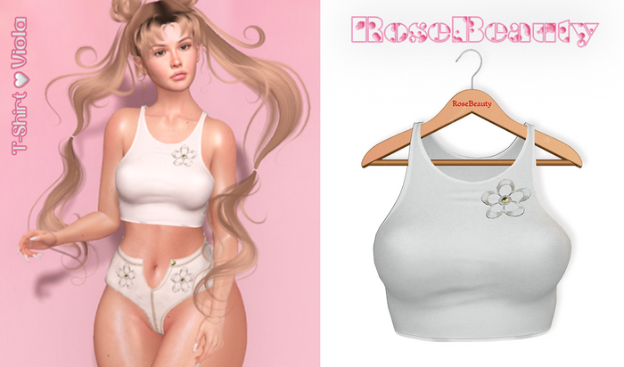 RoseBeauty - T-Shirt - Viola / White