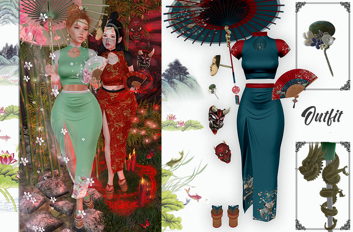 - MicRo - Outfit Geisha Blue Red