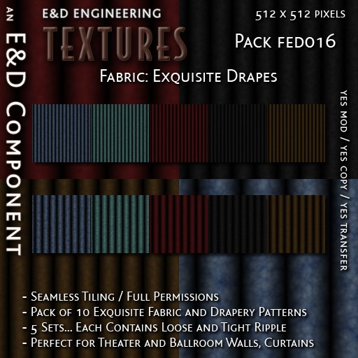 [FED016] 10 Exquisite Drapery and Fabric Pattern Textures from E&D ENGINEERING