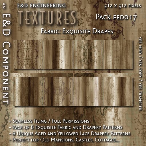 Second Life Marketplace - [FED017] 8 Exquisite, Aged and Yellowed Lace ...