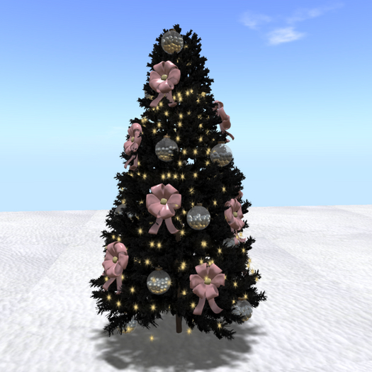 xmas black  tree pink balls with balls