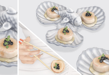Dahlia - Fathoms - Scallop Tray Dispenser , guest server, wearable, holdables