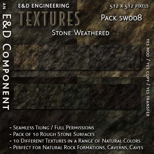 [SW008] 10 Seamless Rough, Weathered Stone Textures from E&D ENGINEERING