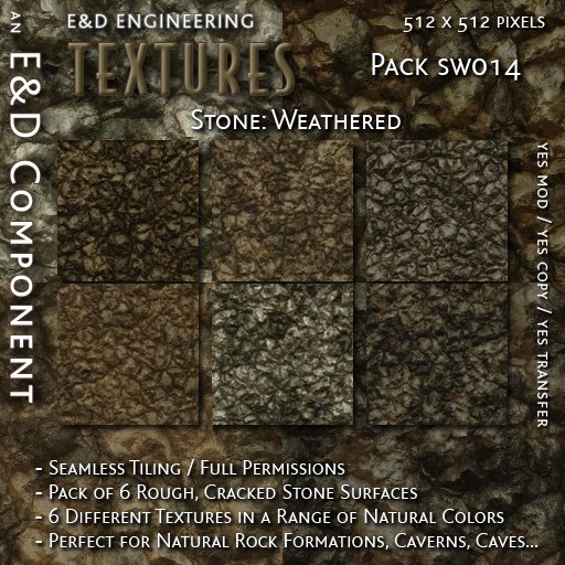 Second Life Marketplace - [SW014] 6 Rough, Cracked Stone Rock Surface ...