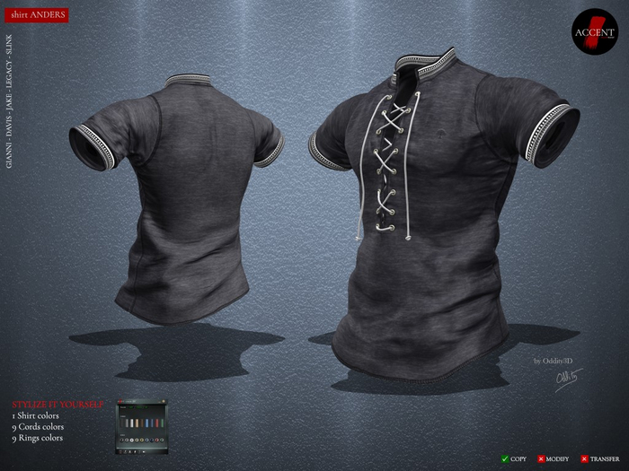 Accent - T-Shirt -Anders- Charcoal
