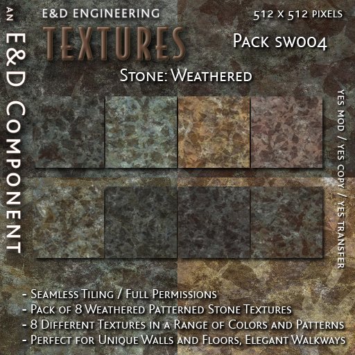[SW004] 8 Weathered Patterned Stone Textures from E&D ENGINEERING
