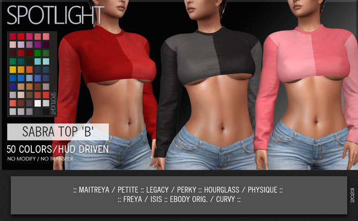 SPOTLIGHT - SABRA TOP 'PACK B' (DEMO Available In-World)
