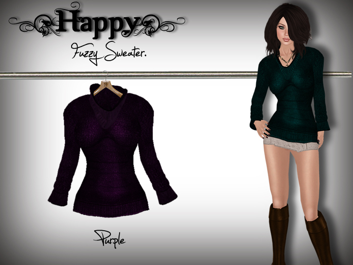 {Happy} Fuzzy Sweater (Purple)